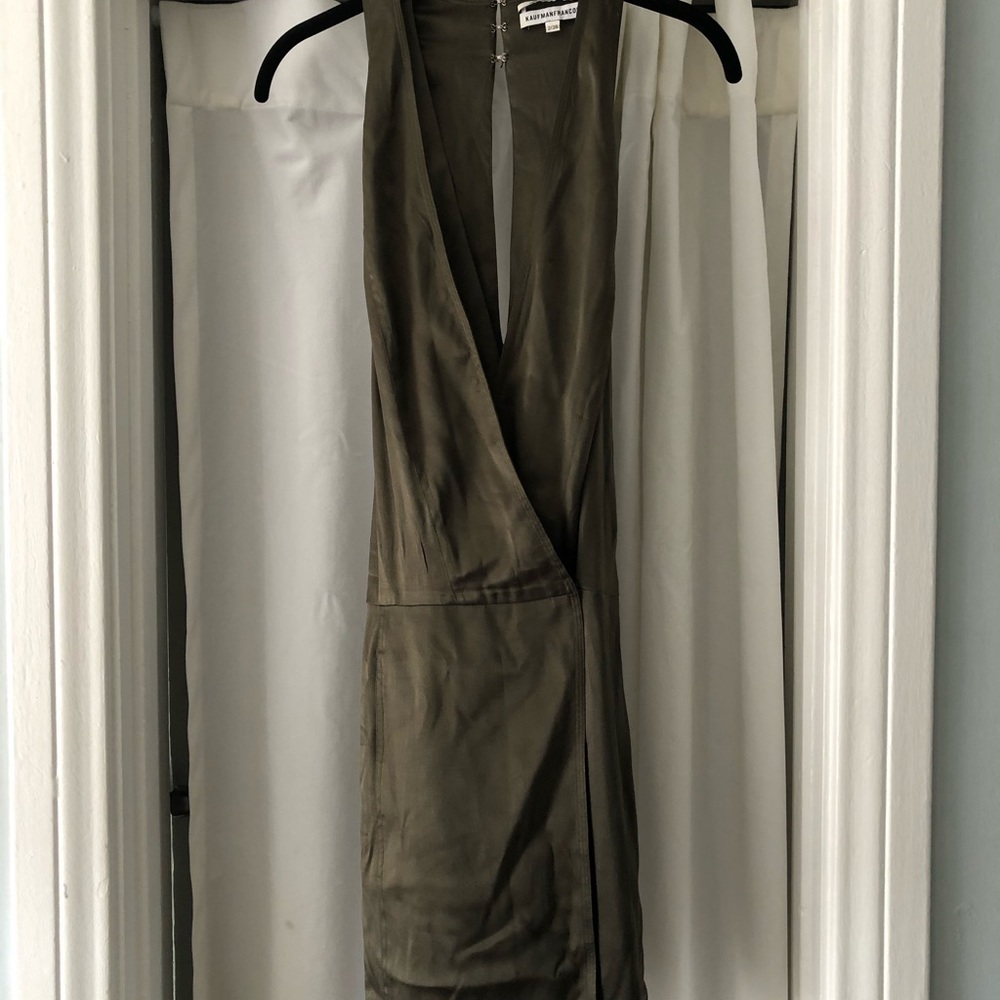 KauffmanFranco Olive Green Silk Dress